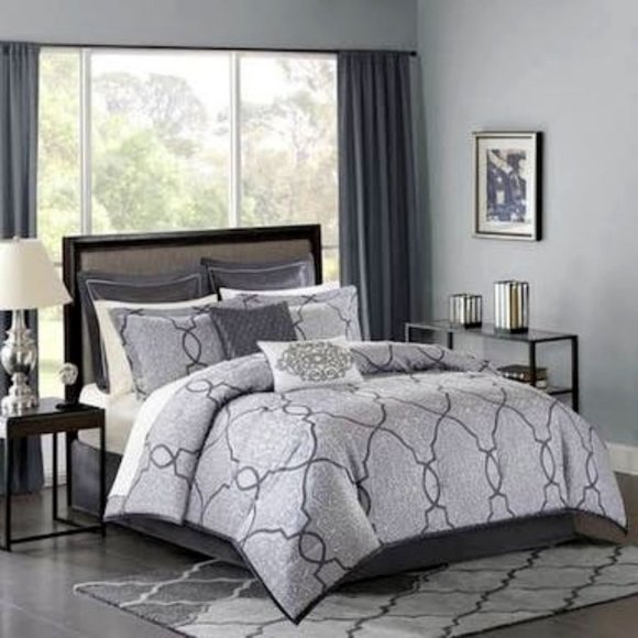 MADISON Park Anouk 12-PC. Jacquard Comforter Set, Silver, King - Picture 1 of 3